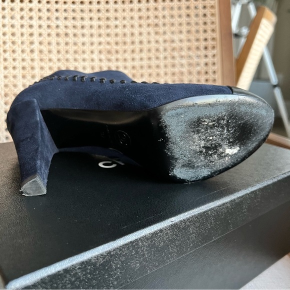 CHANEL Mark Suede Ankle Boots | G30104 | Navy & Black | Size 37 - Picture 7 of 10